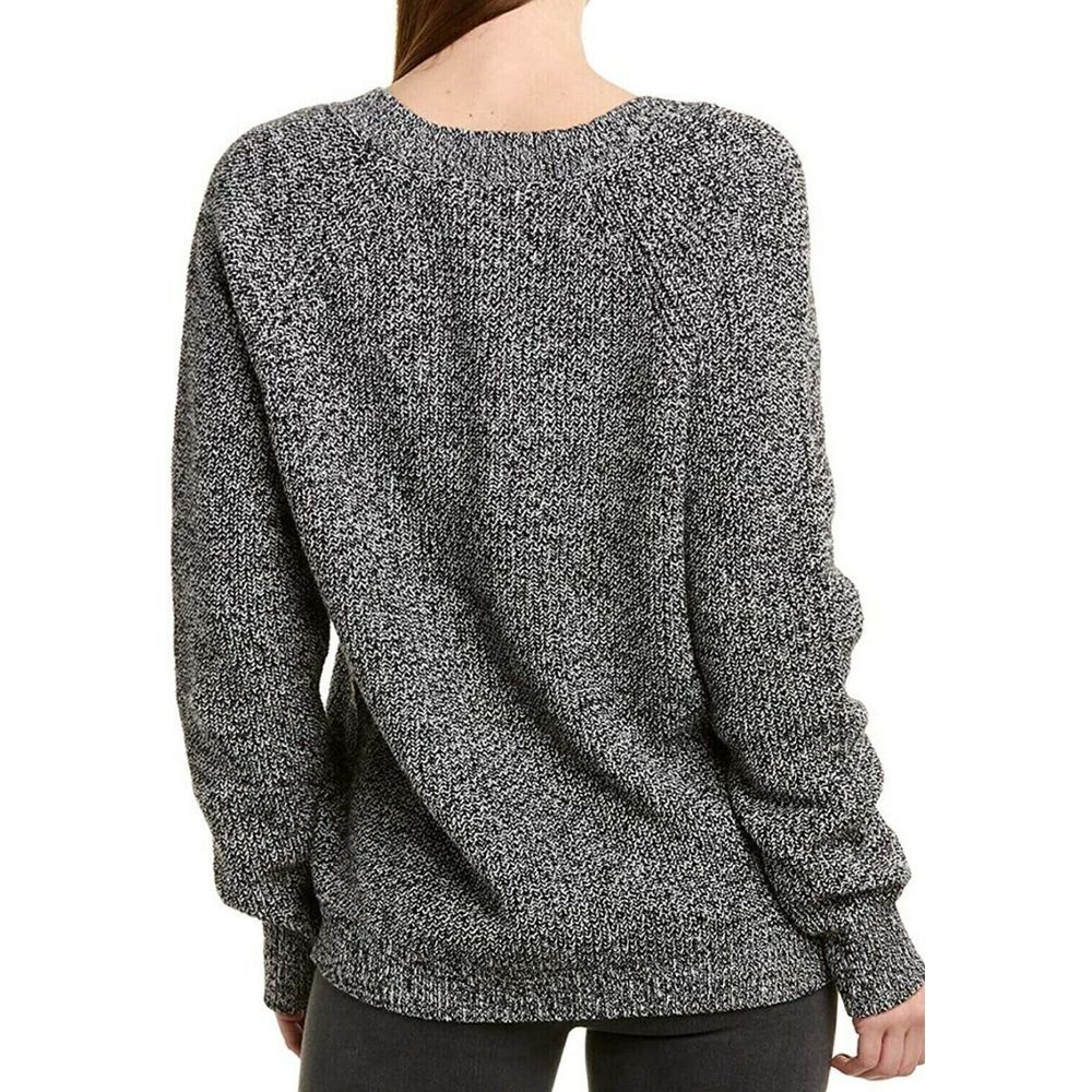 BCBGMaxAzria Sweater Woman Size L Black Combo Long Sleeve V Neck Pulover - Picture 2 of 11